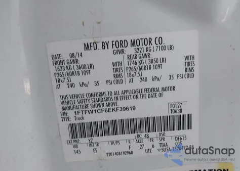 2014 Ford F-150 Lariat from USA, damaged, VIN 1FTFW1CF6EKF39619